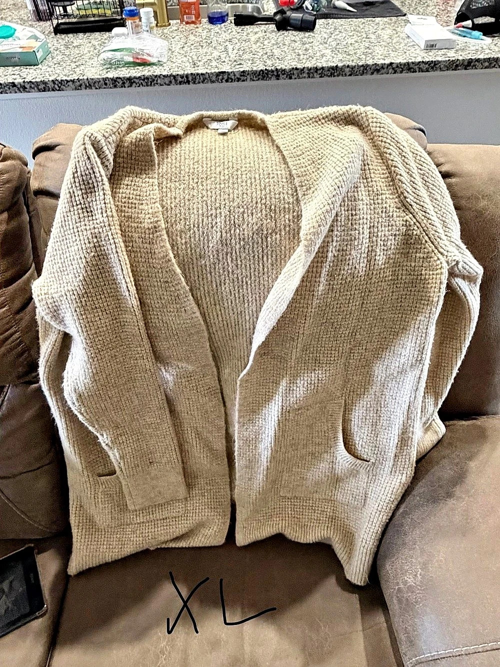 LOFT Beige Open Front Cardigan Size XL